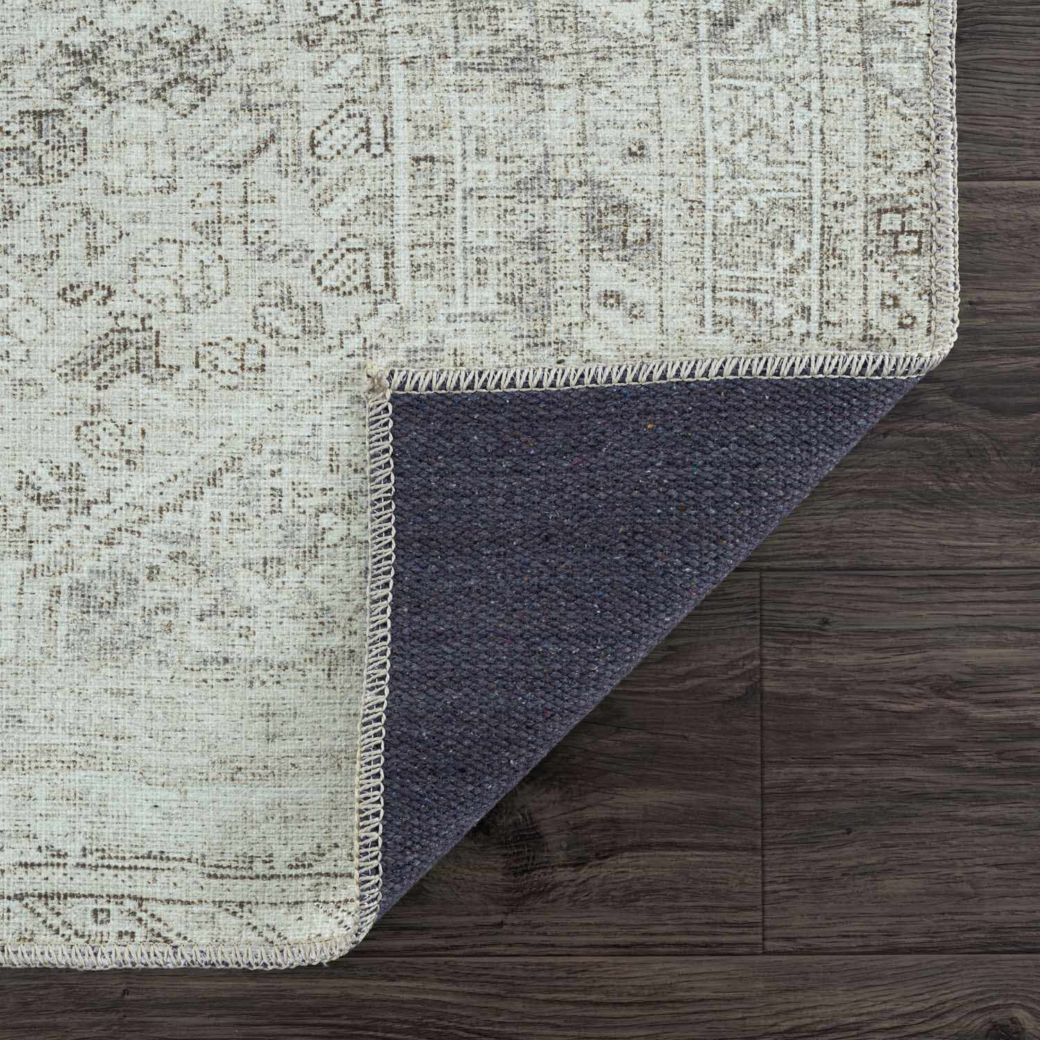 Barny Cream & Sage Washable 7ft Runner Rug