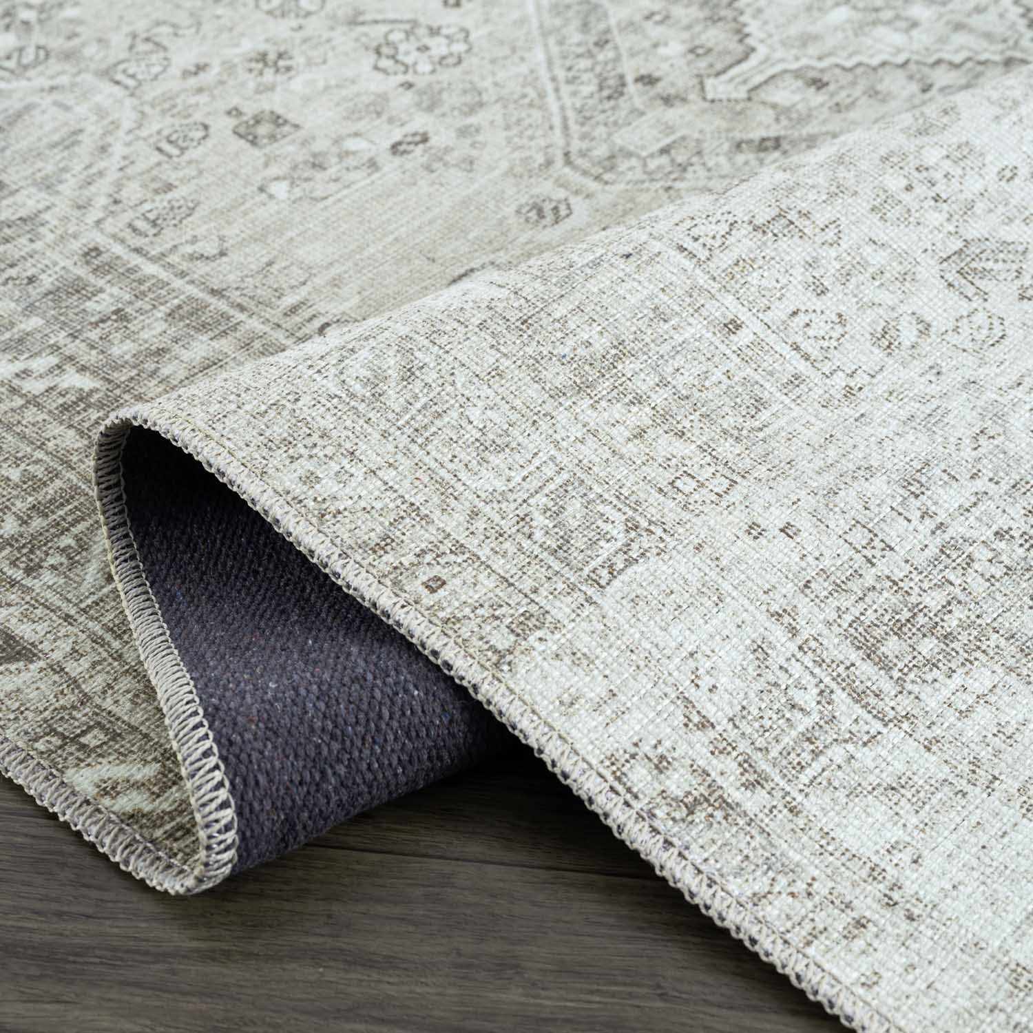 Barny Cream & Sage Washable 7ft Runner Rug