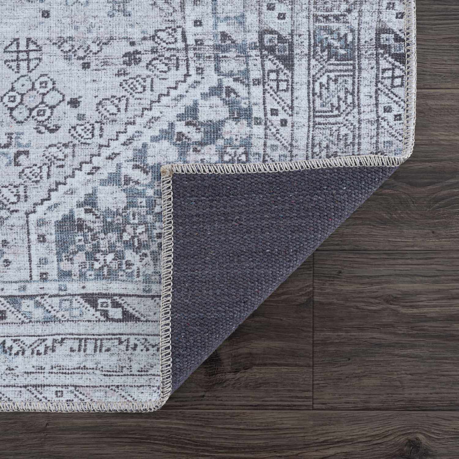 Barny Gray Washable 7ft Runner Rug