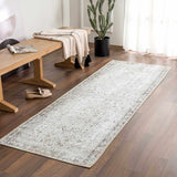 Haile Cream & Green Washable Runner Rug