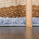 Faina Solid Aqua Shag Rug Washable