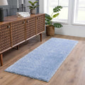 Faina Solid Aqua Shag Rug Washable