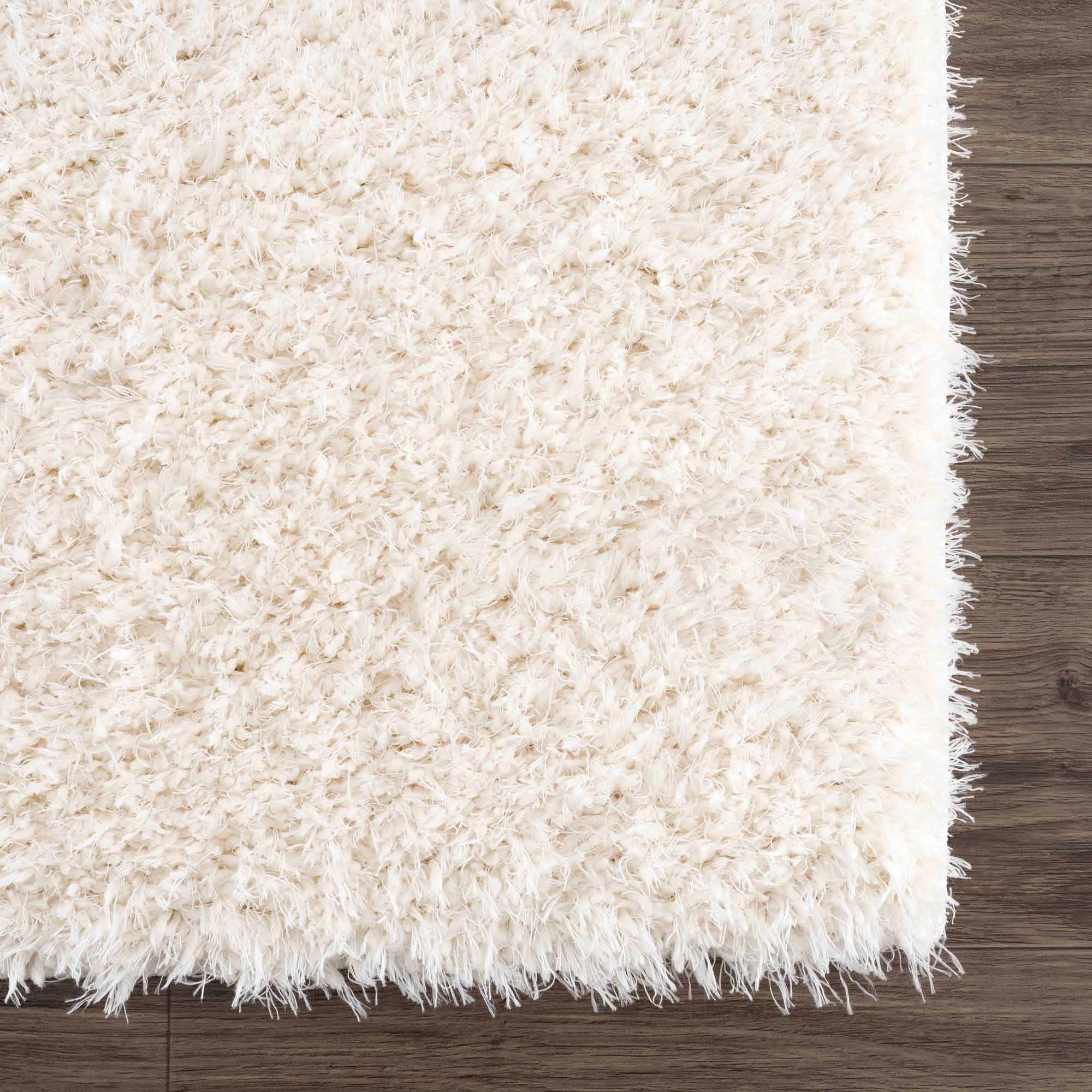 Faina Solid Cream Shag 7ft Rug Washable