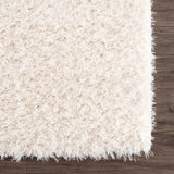 Faina Solid Cream Shag 7ft Rug Washable