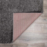 Faina Solid Dark Gray Shag Rug Washable