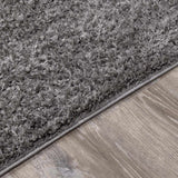 Faina Solid Dark Gray Shag Rug Washable