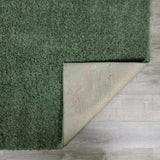 Faina Solid Green Shag Rug Washable