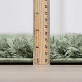 Faina Solid Green Shag Rug Washable