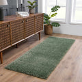 Sold Out - Faina Solid Green Shag Rug Washable