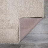 Faina Solid Beige Shag Rug Washable