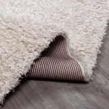 Faina Solid Beige Shag Rug Washable