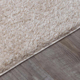 Faina Solid Beige Shag Rug Washable