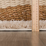 Faina Solid Beige Shag Rug Washable