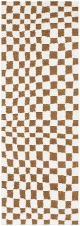 Lajos Brown Checkered Runner Rug