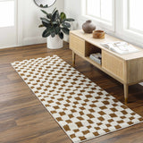 Lajos Brown Checkered Runner Rug