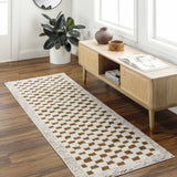 Leryn Brown & White Checkered Runner Rug