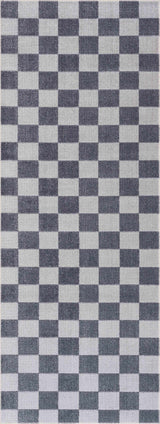 Alie Gray Checkered Washable Runner Rug