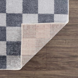 Alie Gray Checkered Washable Runner Rug