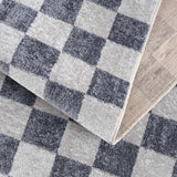Alie Gray Checkered Washable Runner Rug