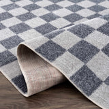Alie Gray Checkered Washable Runner Rug