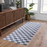 Alie Gray Checkered Washable Runner Rug