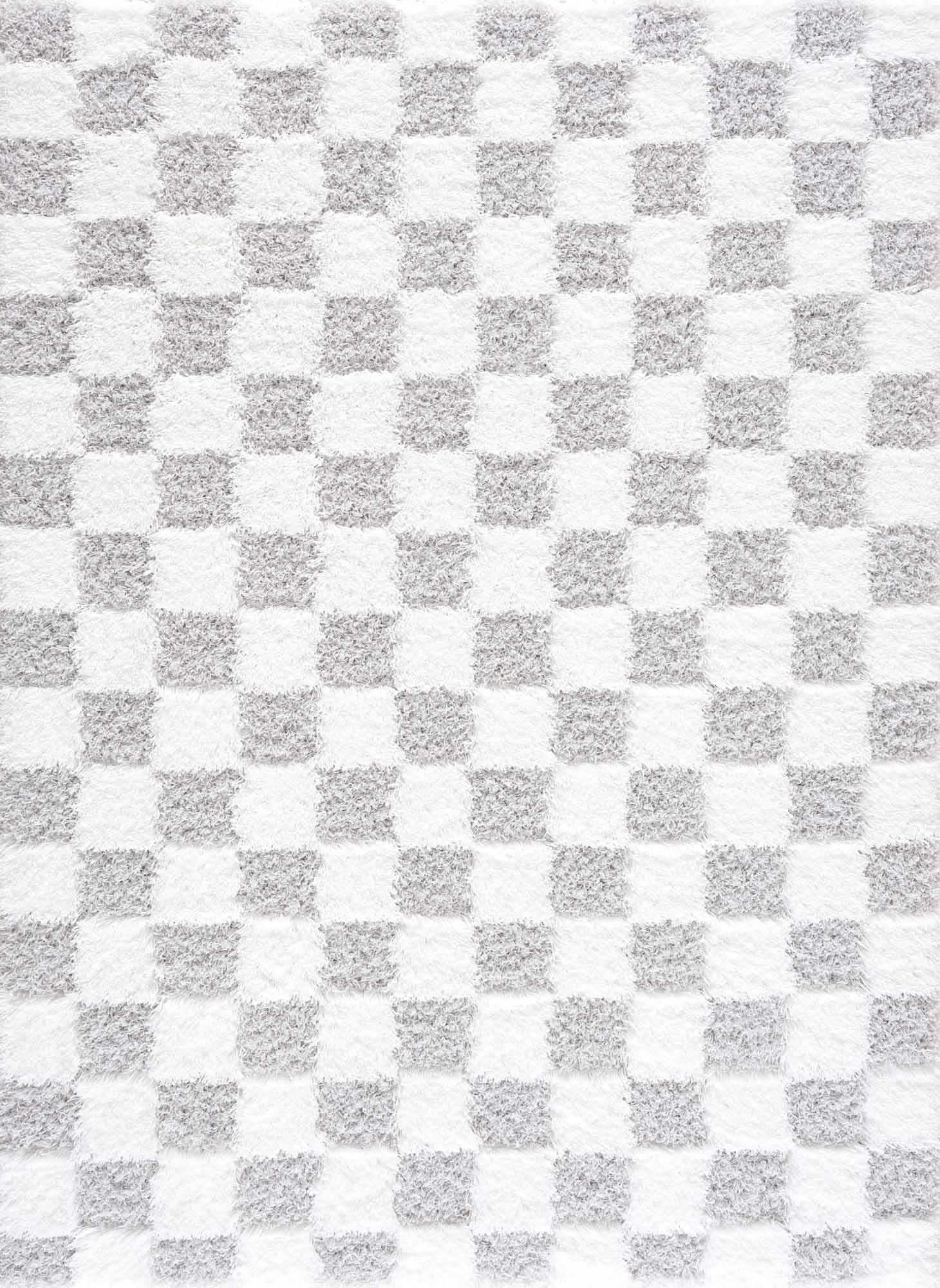 Atira Gray Checkered Runner Rug