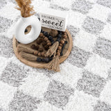 Atira Gray Checkered Runner Rug
