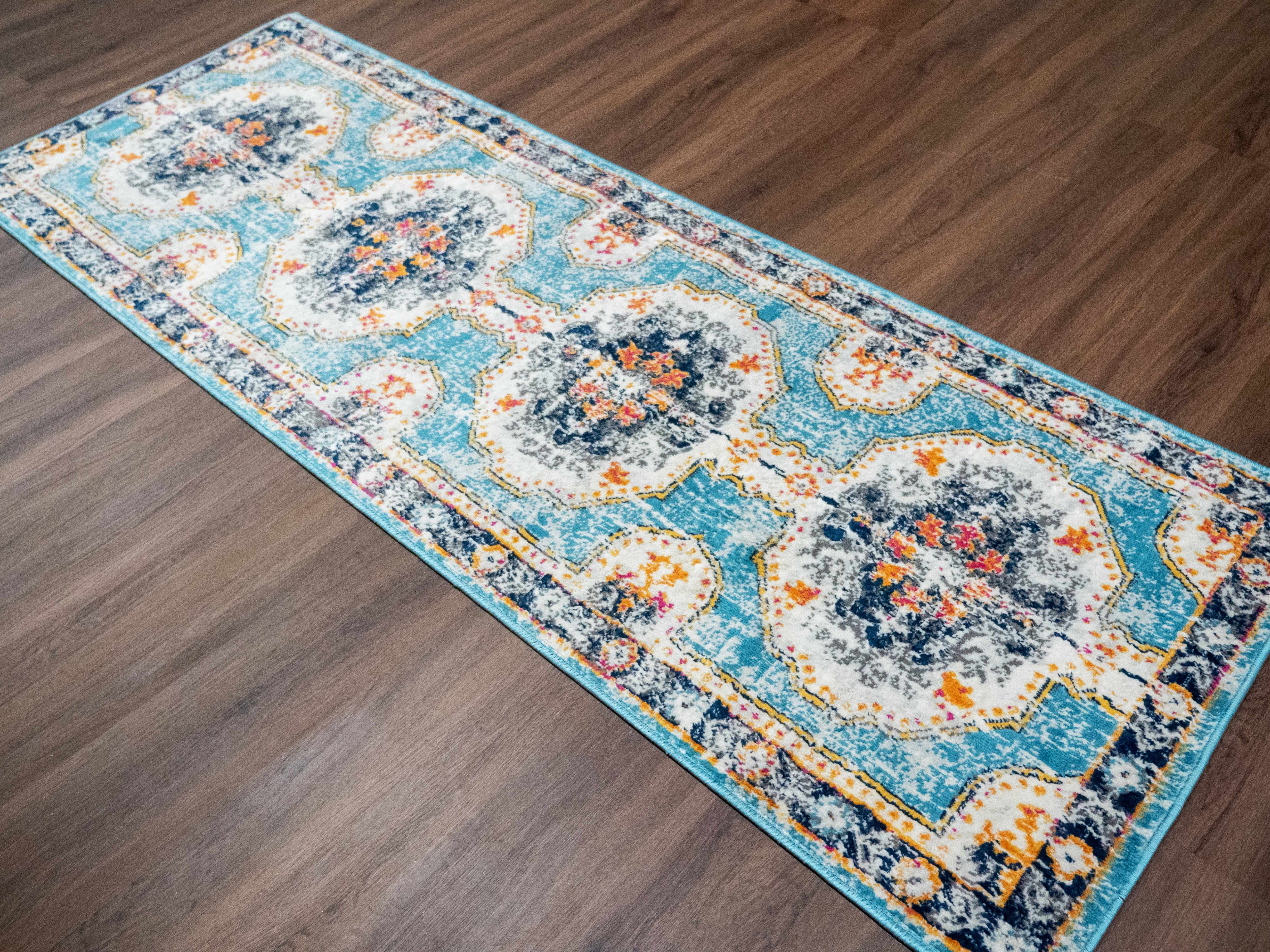 Tigried Turquoise 2308 Runner Rug