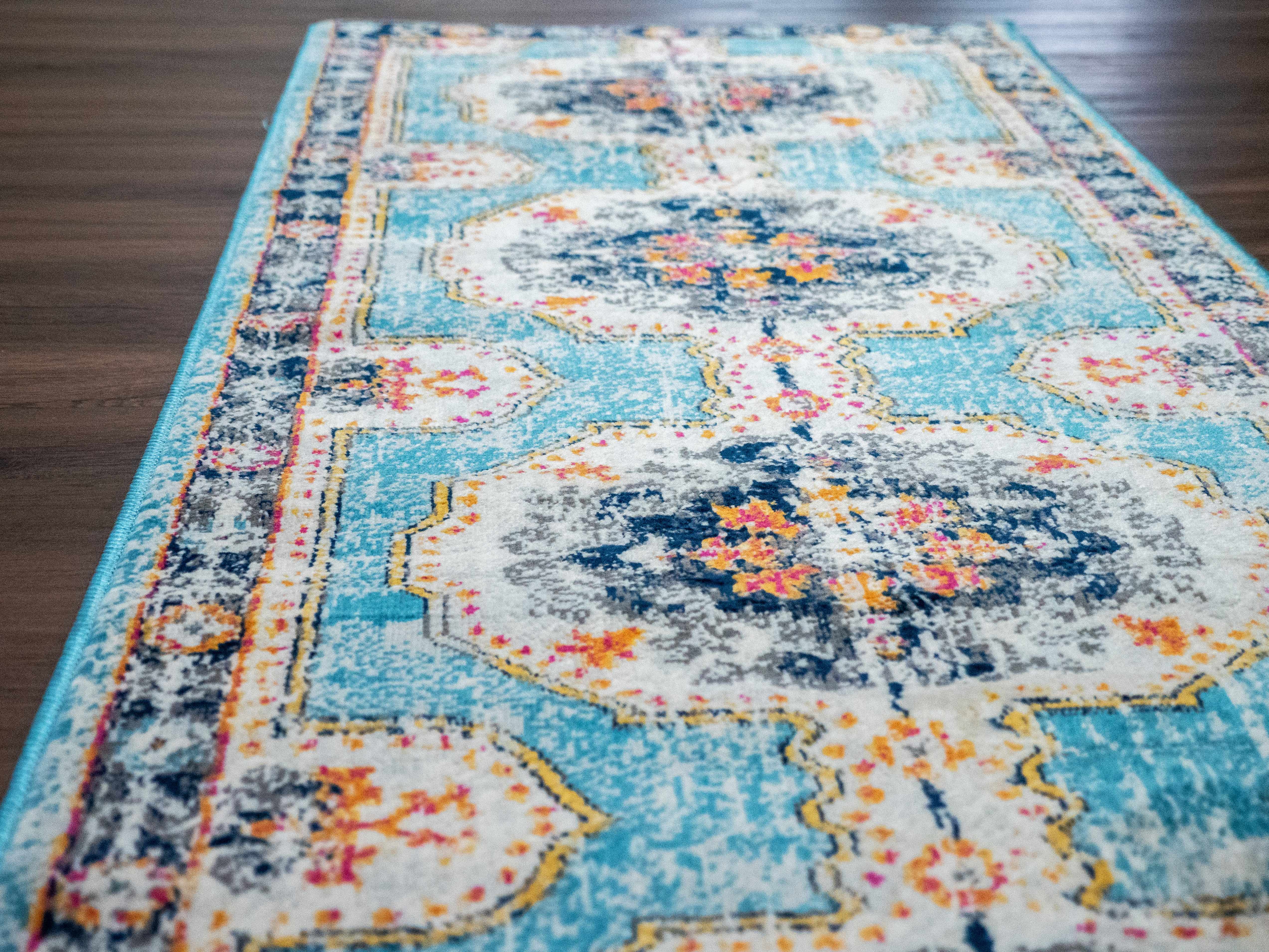 Tigried Turquoise 2308 Runner Rug