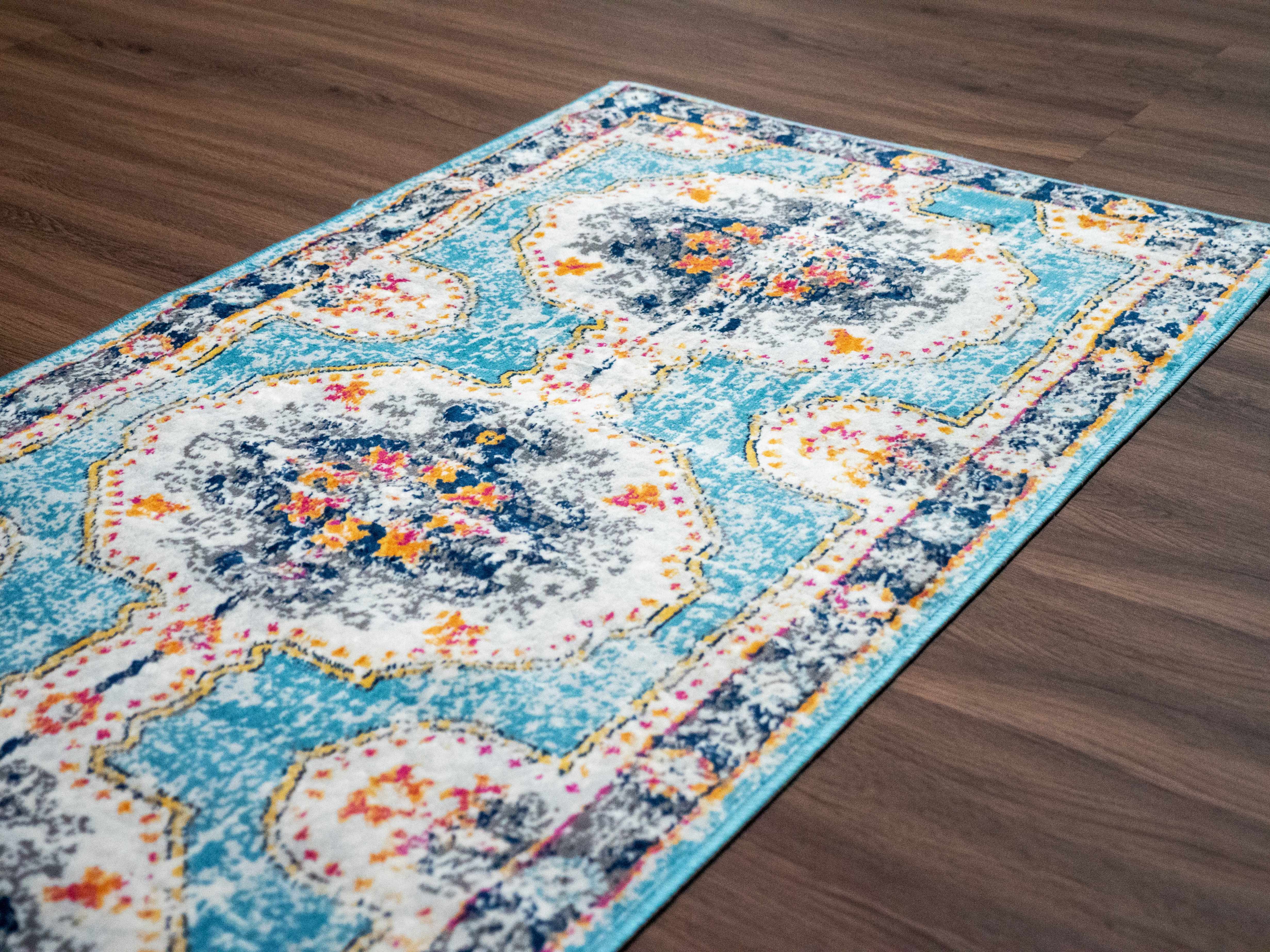 Tigried Turquoise 2308 Runner Rug