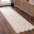 Atira Light Brown Checkered Runner Rug