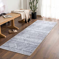 Barny Cream & Gray Washable 7ft Runner Rug