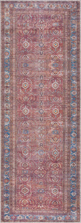 Rust Baki Traditional Washable Runner Rug - Clearance
