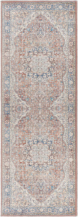 Cream Rust Maribojoc Medallion Washable Runner Rug