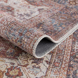 Rust Elki Vintage Medallion Washable Runner Rug - Clearance