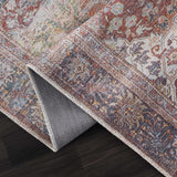 Rust Elki Vintage Medallion Washable Runner Rug - Clearance