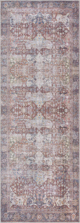 Rust Elki Vintage Medallion Washable Runner Rug - Clearance