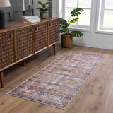 Rust Elki Vintage Medallion Washable Runner Rug - Clearance