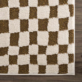 Lajos Brown Checkered Runner Rug