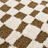 Lajos Brown Checkered Runner Rug