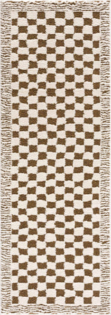 Leryn Brown & White Checkered Runner Rug