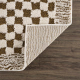 Leryn Brown & White Checkered Runner Rug