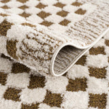 Leryn Brown & White Checkered Runner Rug