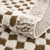 Leryn Brown & White Checkered Runner Rug