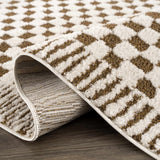 Leryn Brown & White Checkered Runner Rug