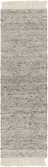 Gray Malilipot Wool Blend Braided Tassel Runner Rug
