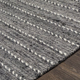 Charcoal Cream Arguvan Wool Blend Braided Tassel Runner Rug