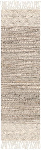 Cream Veruela Wool Blend Braided Tassel Runner Rug