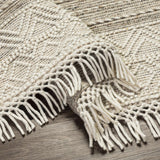 Cream Veruela Wool Blend Braided Tassel Runner Rug