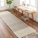 Cream Veruela Wool Blend Braided Tassel Runner Rug